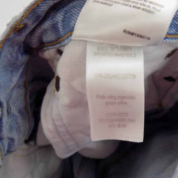 AGOLDE Jeans Size 26 High Rise Distressed 100% Organic Cotton Chambray Blue - Picture 6 of 6